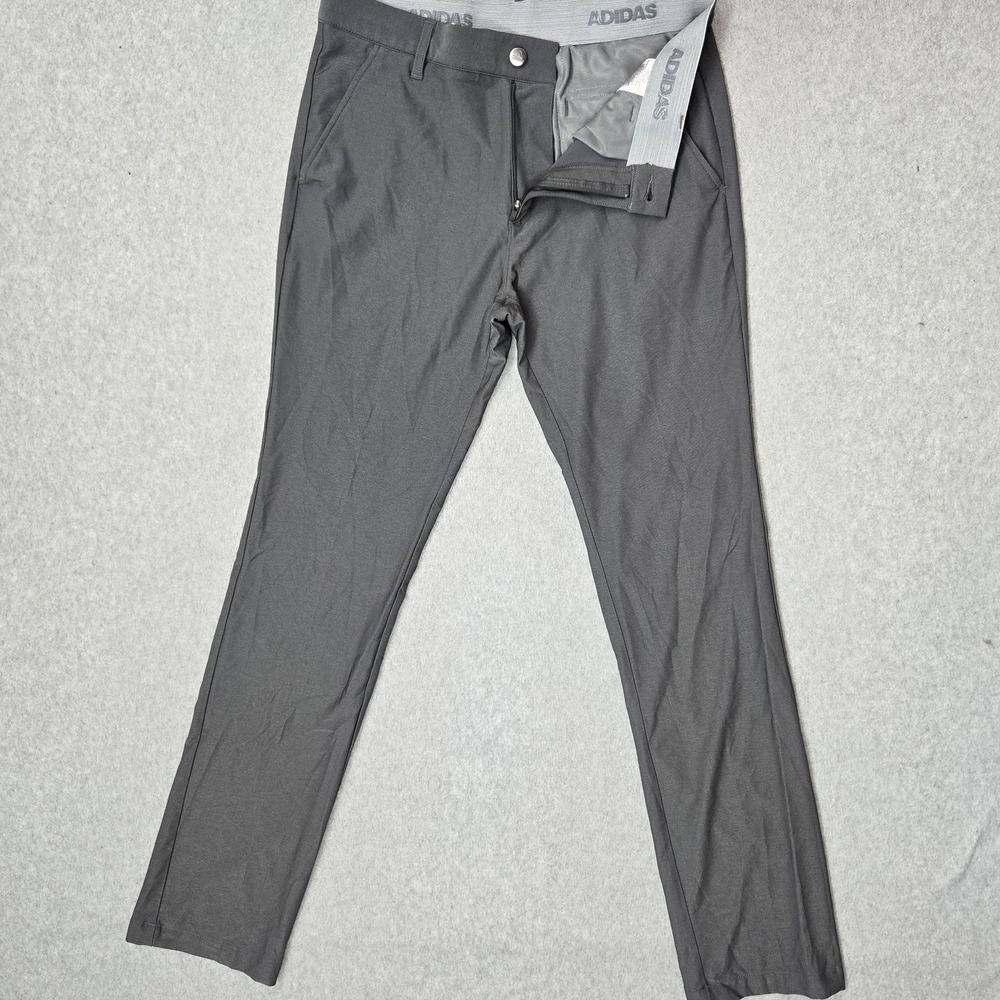Adidas Men Activewear Pants 30X34 Gray Golf Nylon Polyester Khakis Logo